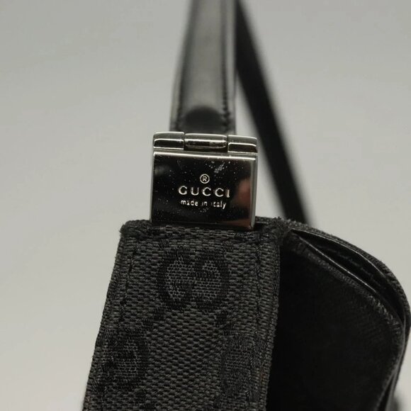 GUCCI GG Canvas Jackie Shoulder Bag Black Silver 001 3355 1781 Auth 133986 - Picture 9 of 16